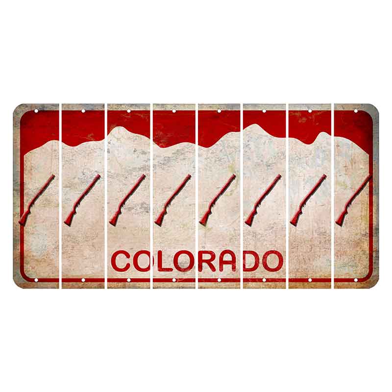 Colorado White|Red Mountains Cut License Plate Strips (Set of 8)