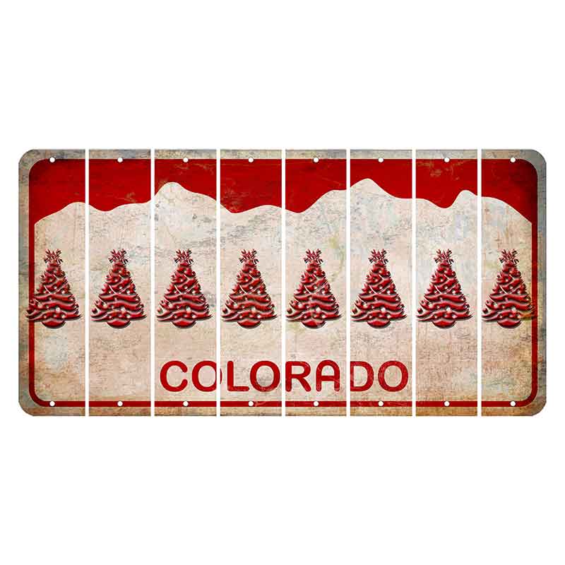 Colorado White|Red Mountains Cut License Plate Strips (Set of 8)