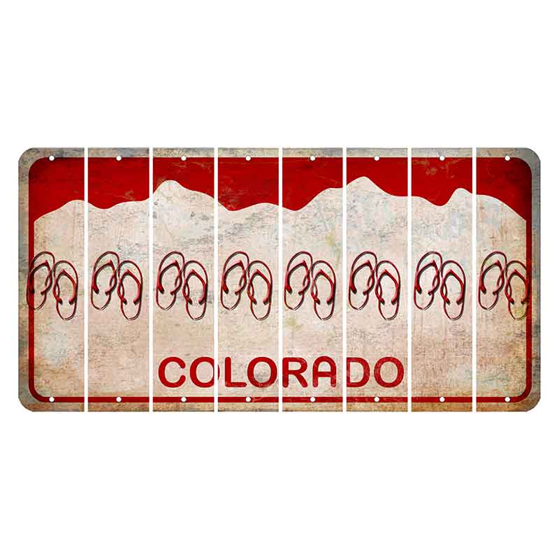 Colorado White|Red Mountains Cut License Plate Strips (Set of 8)