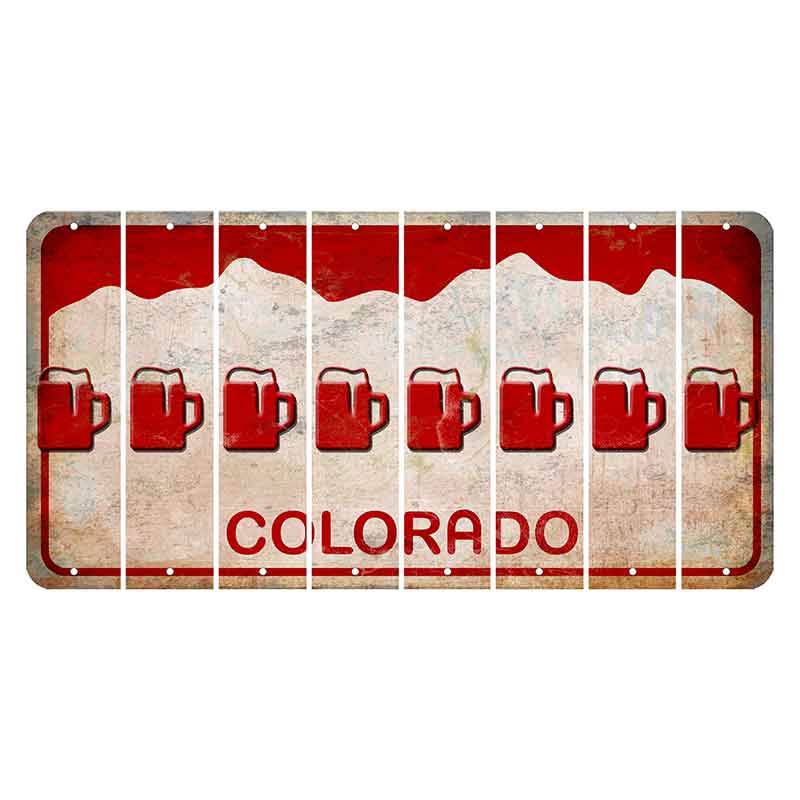 Colorado White|Red Mountains Cut License Plate Strips (Set of 8)