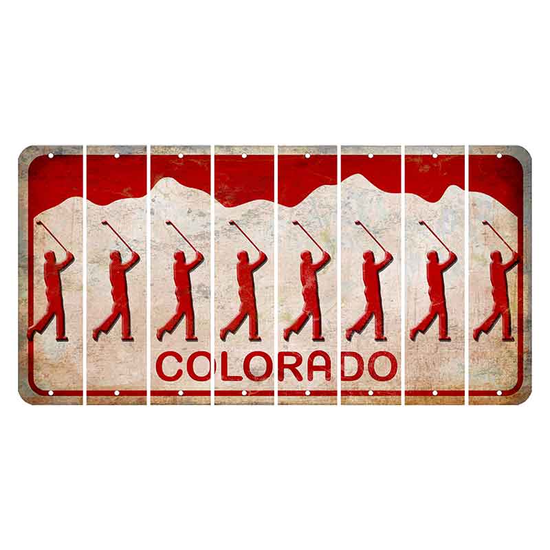 Colorado White|Red Mountains Cut License Plate Strips (Set of 8)