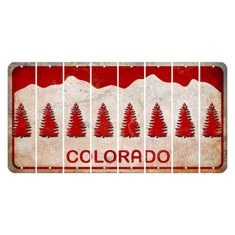 Colorado White|Red Mountains Cut License Plate Strips (Set of 8)