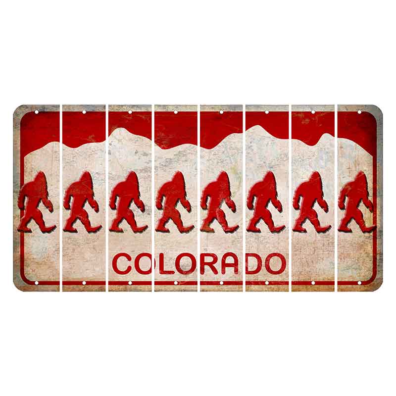 Colorado White|Red Mountains Cut License Plate Strips (Set of 8)