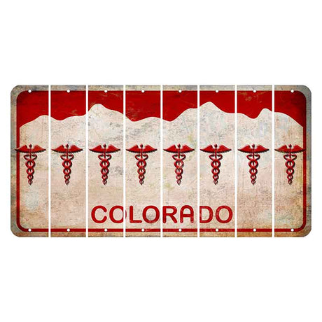 Colorado White|Red Mountains Cut License Plate Strips (Set of 8)