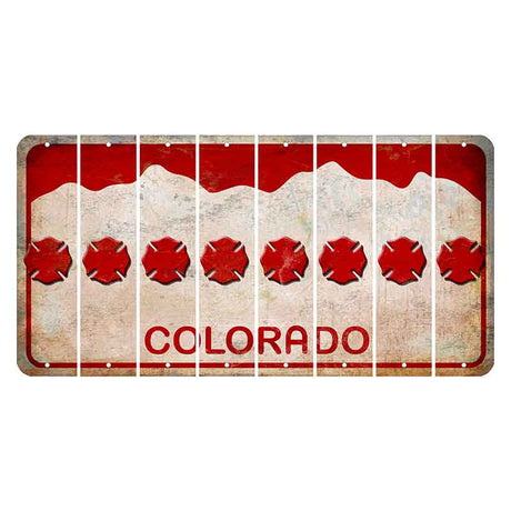 Colorado White|Red Mountains Cut License Plate Strips (Set of 8)