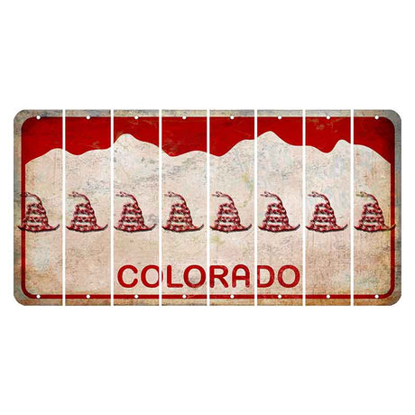 Colorado White|Red Mountains Cut License Plate Strips (Set of 8)