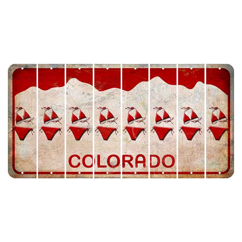 Colorado White|Red Mountains Cut License Plate Strips (Set of 8)