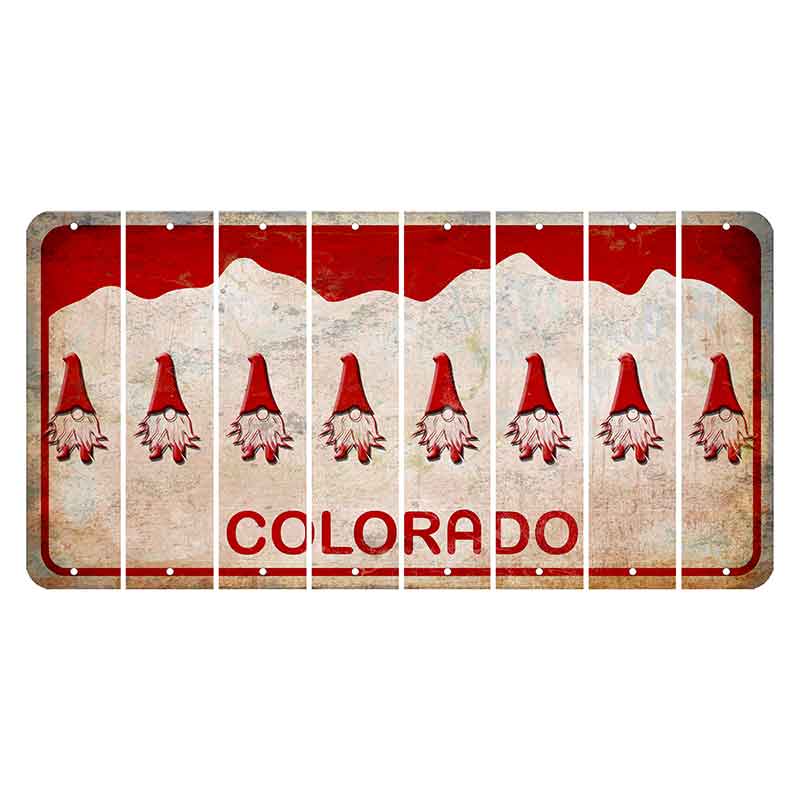 Colorado White|Red Mountains Cut License Plate Strips (Set of 8)