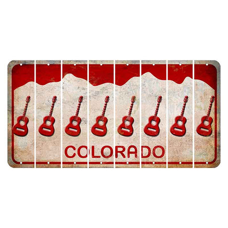 Colorado White|Red Mountains Cut License Plate Strips (Set of 8)