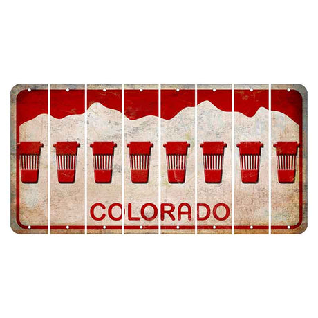 Colorado White|Red Mountains Cut License Plate Strips (Set of 8)