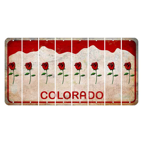 Colorado White|Red Mountains Cut License Plate Strips (Set of 8)