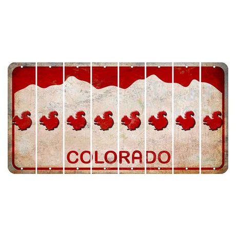 Colorado White|Red Mountains Cut License Plate Strips (Set of 8)