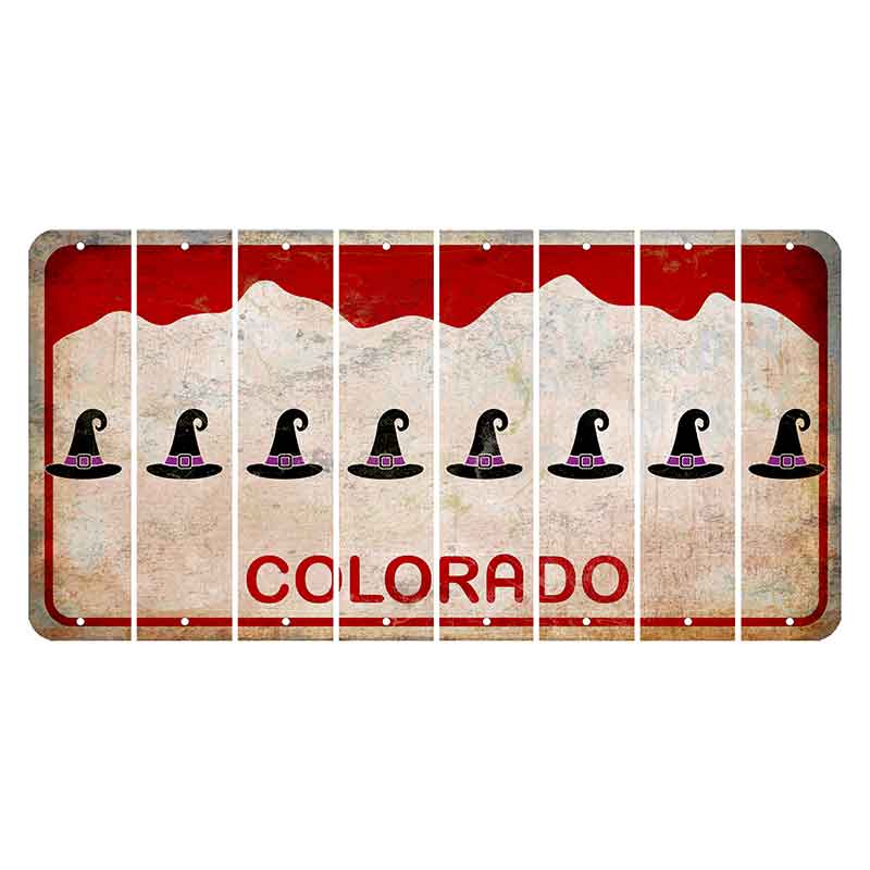 Colorado White|Red Mountains Cut License Plate Strips (Set of 8)