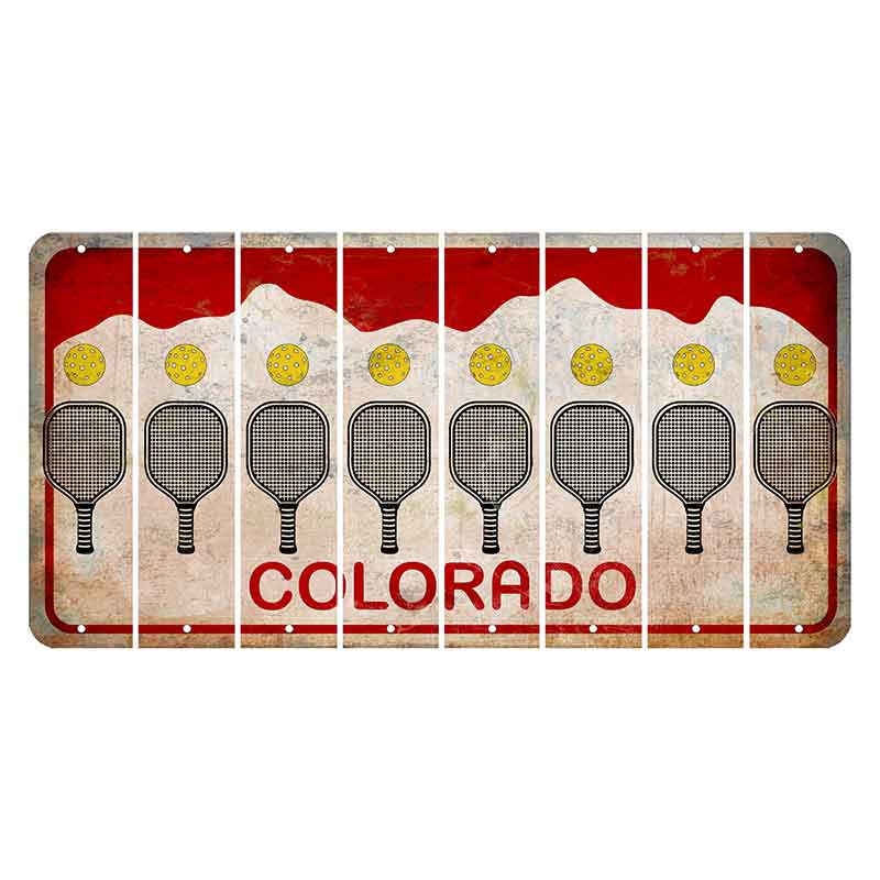 Colorado White|Red Mountains Cut License Plate Strips (Set of 8)