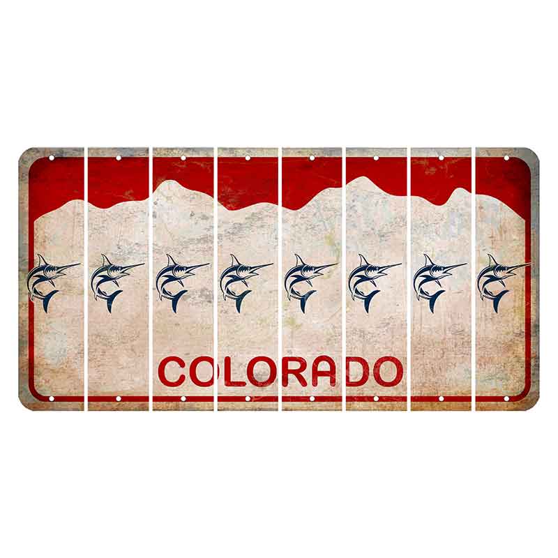 Colorado White|Red Mountains Cut License Plate Strips (Set of 8) Swordfish