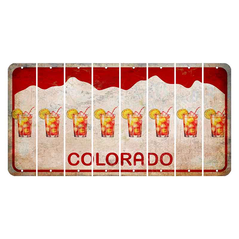 Colorado White|Red Mountains Cut License Plate Strips (Set of 8) Cocktail