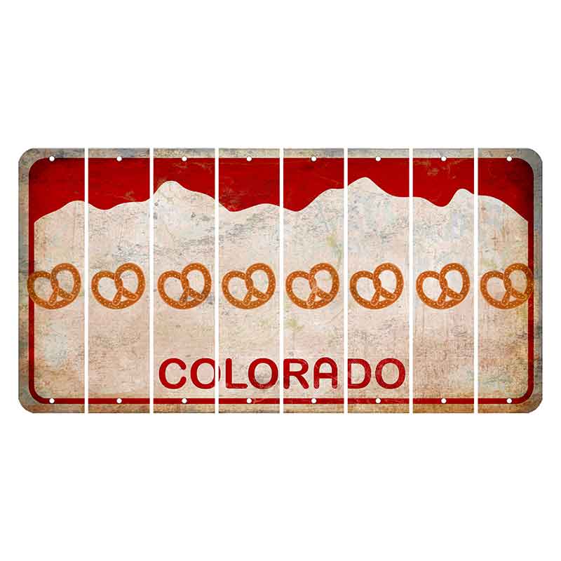 Colorado White|Red Mountains Cut License Plate Strips (Set of 8) Pretzel