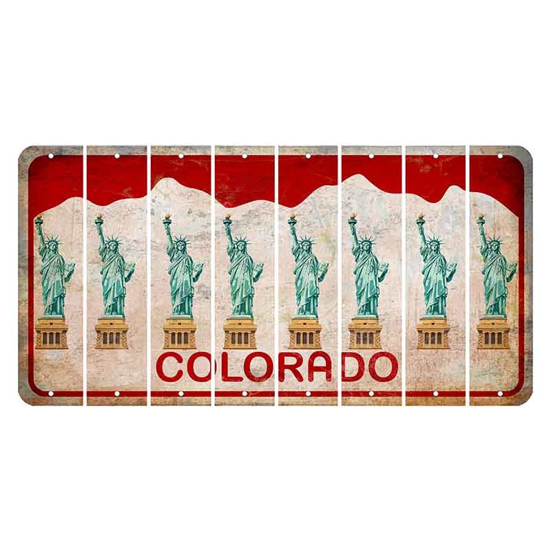 Colorado White|Red Mountains Cut License Plate Strips (Set of 8)