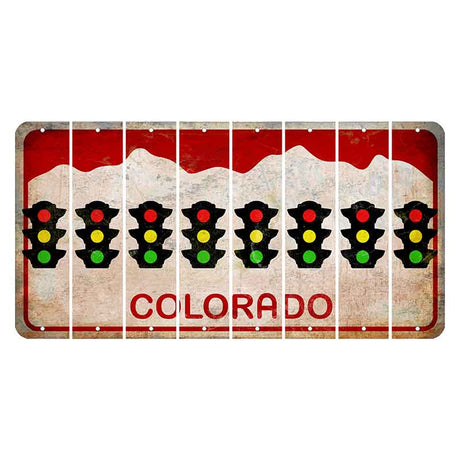 Colorado White|Red Mountains Cut License Plate Strips (Set of 8)