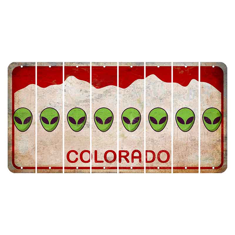 Colorado White|Red Mountains Cut License Plate Strips (Set of 8)