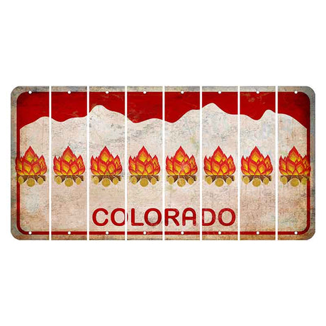 Colorado White|Red Mountains Cut License Plate Strips (Set of 8)