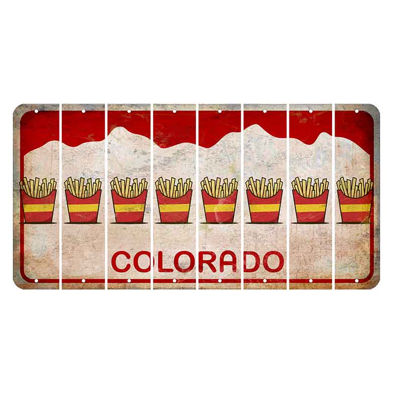 Colorado White|Red Mountains Cut License Plate Strips (Set of 8)