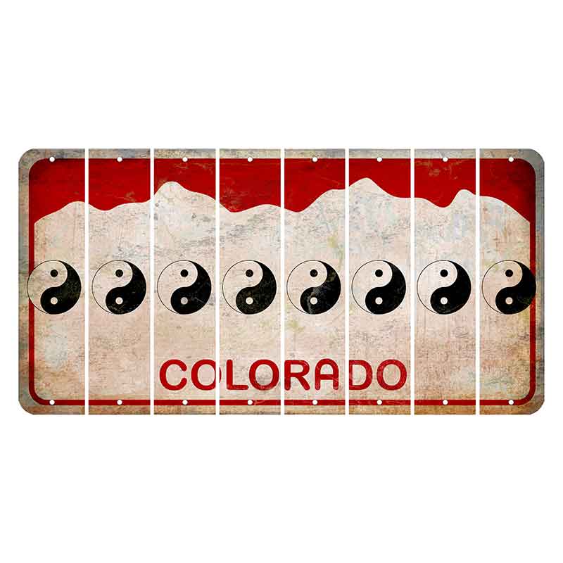 Colorado White|Red Mountains Cut License Plate Strips (Set of 8)