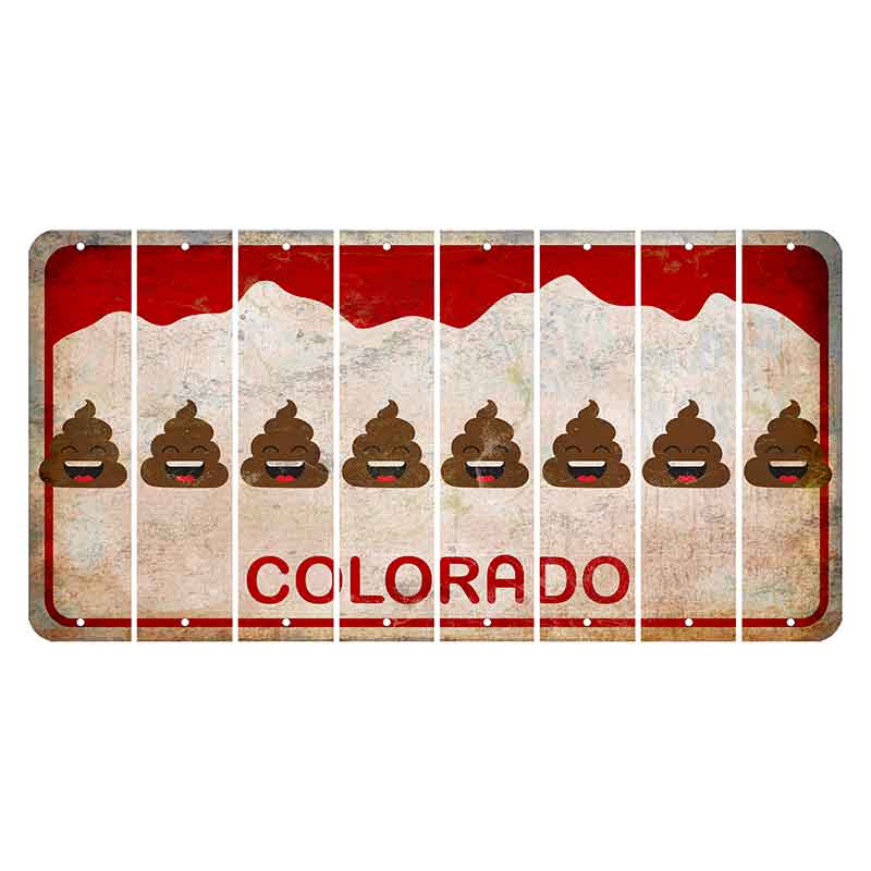 Colorado White|Red Mountains Cut License Plate Strips (Set of 8)