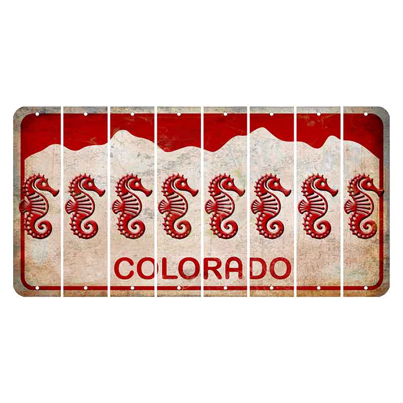 Colorado White|Red Mountains Cut License Plate Strips (Set of 8)