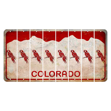 Colorado White|Red Mountains Cut License Plate Strips (Set of 8)