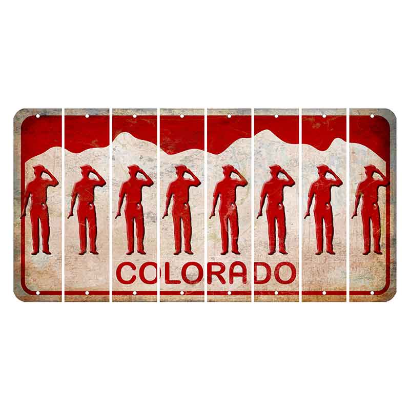 Colorado White|Red Mountains Cut License Plate Strips (Set of 8)