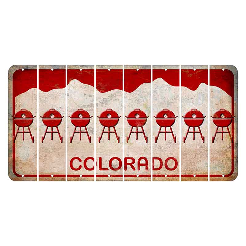 Colorado White|Red Mountains Cut License Plate Strips (Set of 8)