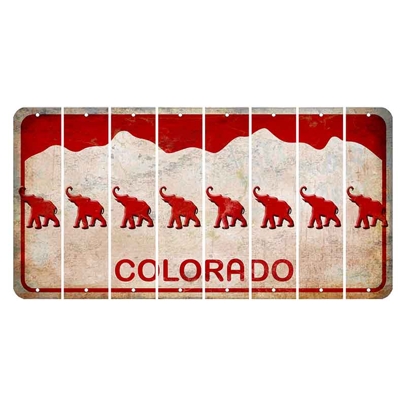 Colorado White|Red Mountains Cut License Plate Strips (Set of 8)