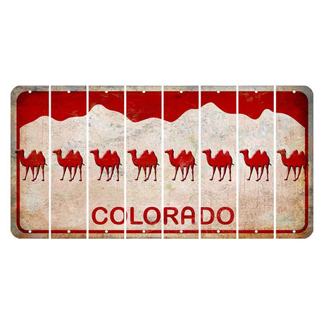 Colorado White|Red Mountains Cut License Plate Strips (Set of 8)