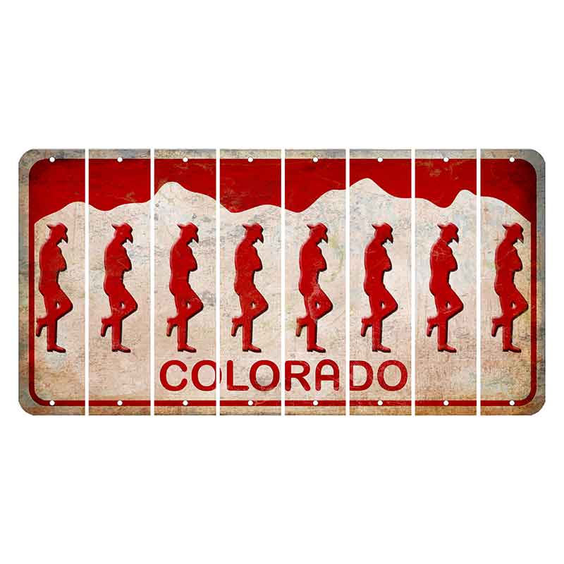 Colorado White|Red Mountains Cut License Plate Strips (Set of 8)