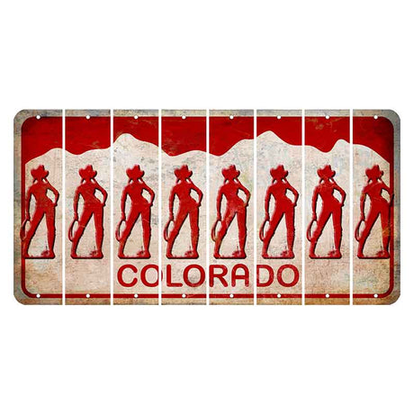 Colorado White|Red Mountains Cut License Plate Strips (Set of 8)