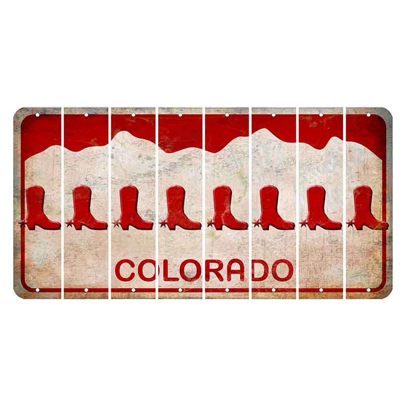 Colorado White|Red Mountains Cut License Plate Strips (Set of 8)