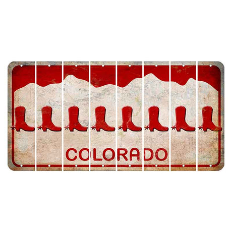 Colorado White|Red Mountains Cut License Plate Strips (Set of 8)