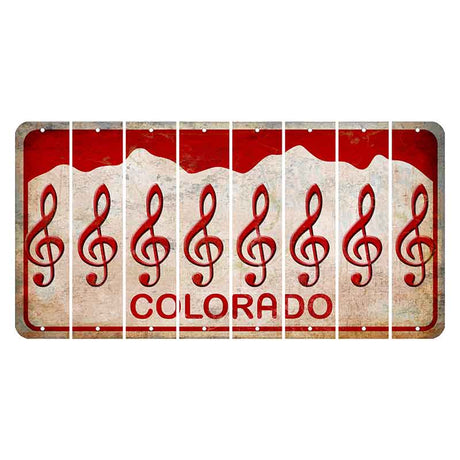 Colorado White|Red Mountains Cut License Plate Strips (Set of 8)