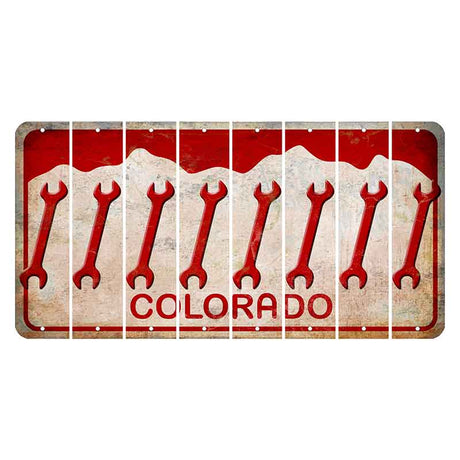 Colorado White|Red Mountains Cut License Plate Strips (Set of 8)