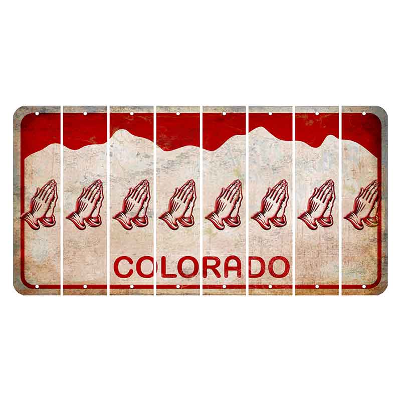 Colorado White|Red Mountains Cut License Plate Strips (Set of 8)