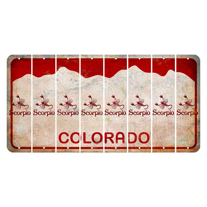 Colorado White|Red Mountains Cut License Plate Strips (Set of 8)