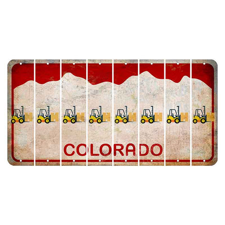 Colorado White|Red Mountains Cut License Plate Strips (Set of 8)