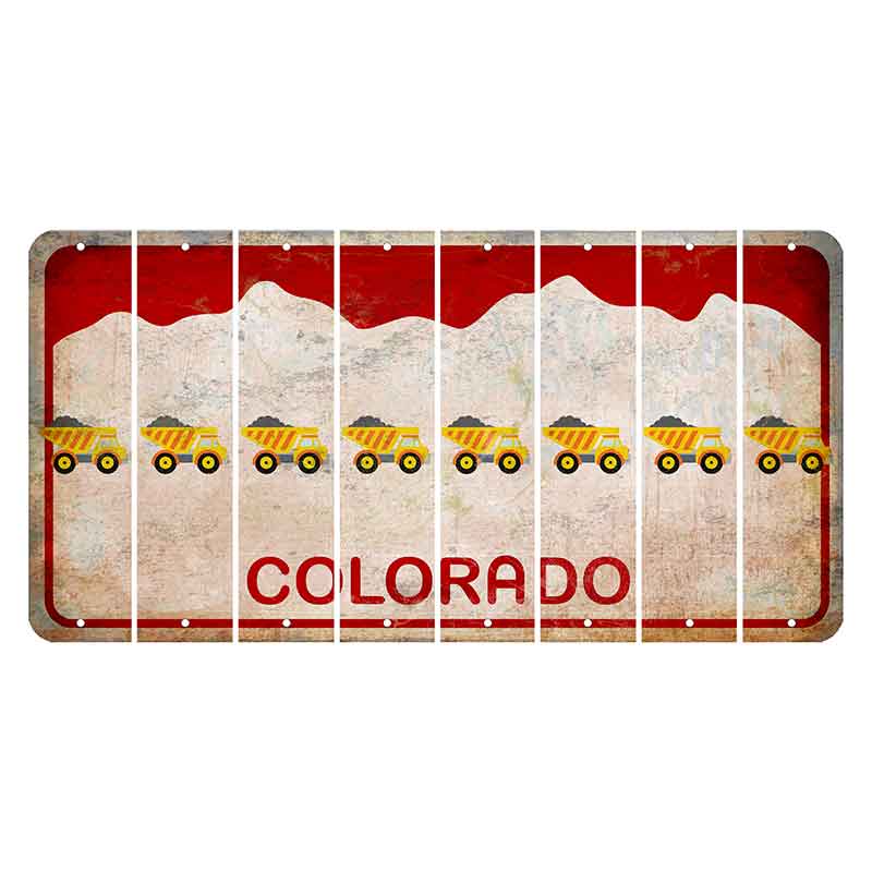 Colorado White|Red Mountains Cut License Plate Strips (Set of 8)