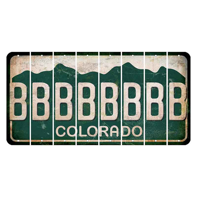 Colorado Green|White Mountains Cut License Plate Strips (Set of 8)