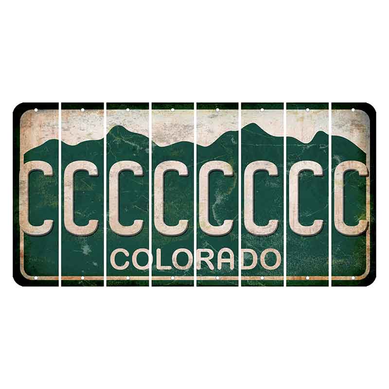 Colorado Green|White Mountains Cut License Plate Strips (Set of 8)