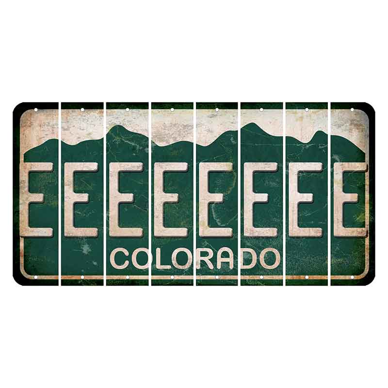 Colorado Green|White Mountains Cut License Plate Strips (Set of 8)