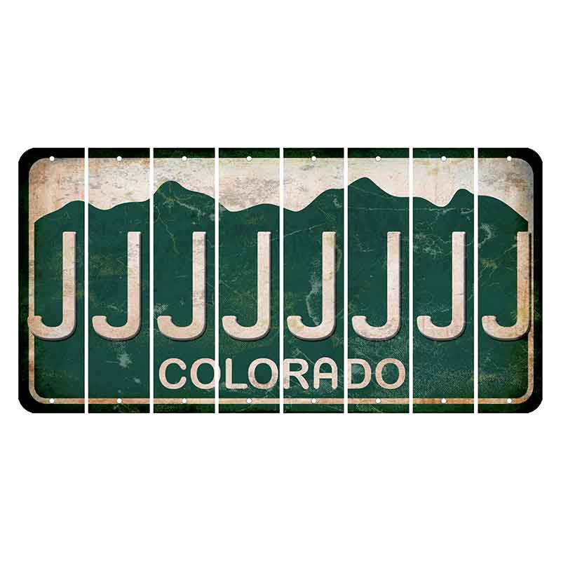 Colorado Green|White Mountains Cut License Plate Strips (Set of 8)