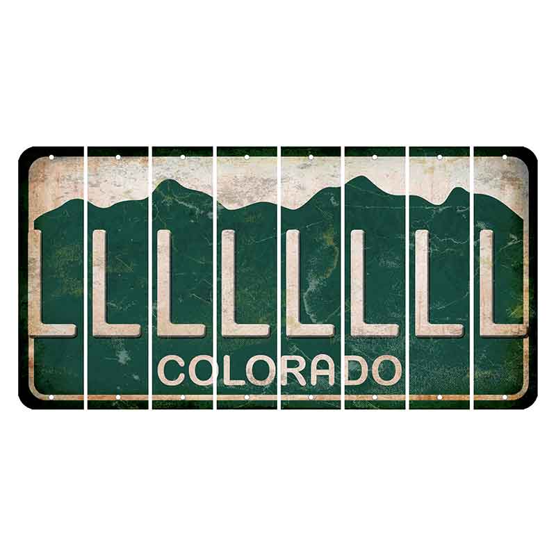 Colorado Green|White Mountains Cut License Plate Strips (Set of 8)