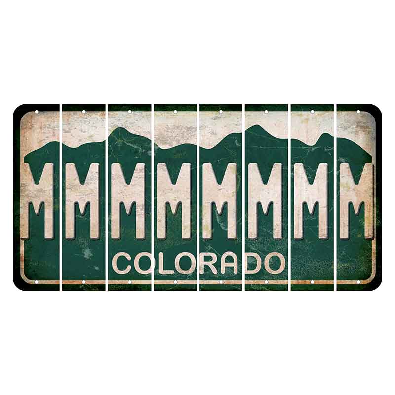 Colorado Green|White Mountains Cut License Plate Strips (Set of 8)